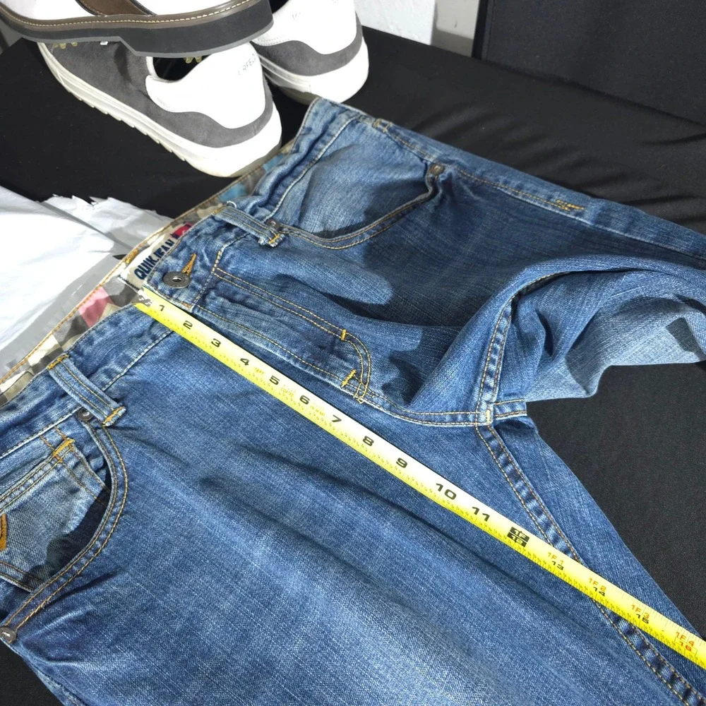 Quiksilver Quikjean Mens 34 Blue Straight Leg Cotton Denim Pants Y2K Baggy Skate